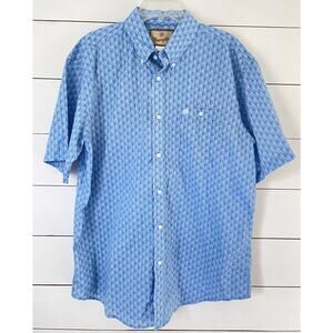Wrangler Mens Button Up Shirt Blue Paisley Short Sleeve RN130273 CA55394 Size XL